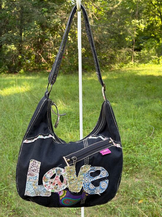 Mudd Handbags - Mudd LOVE Patchwork Canvas Hobo Bag Boho Y2K Adjustable Strap